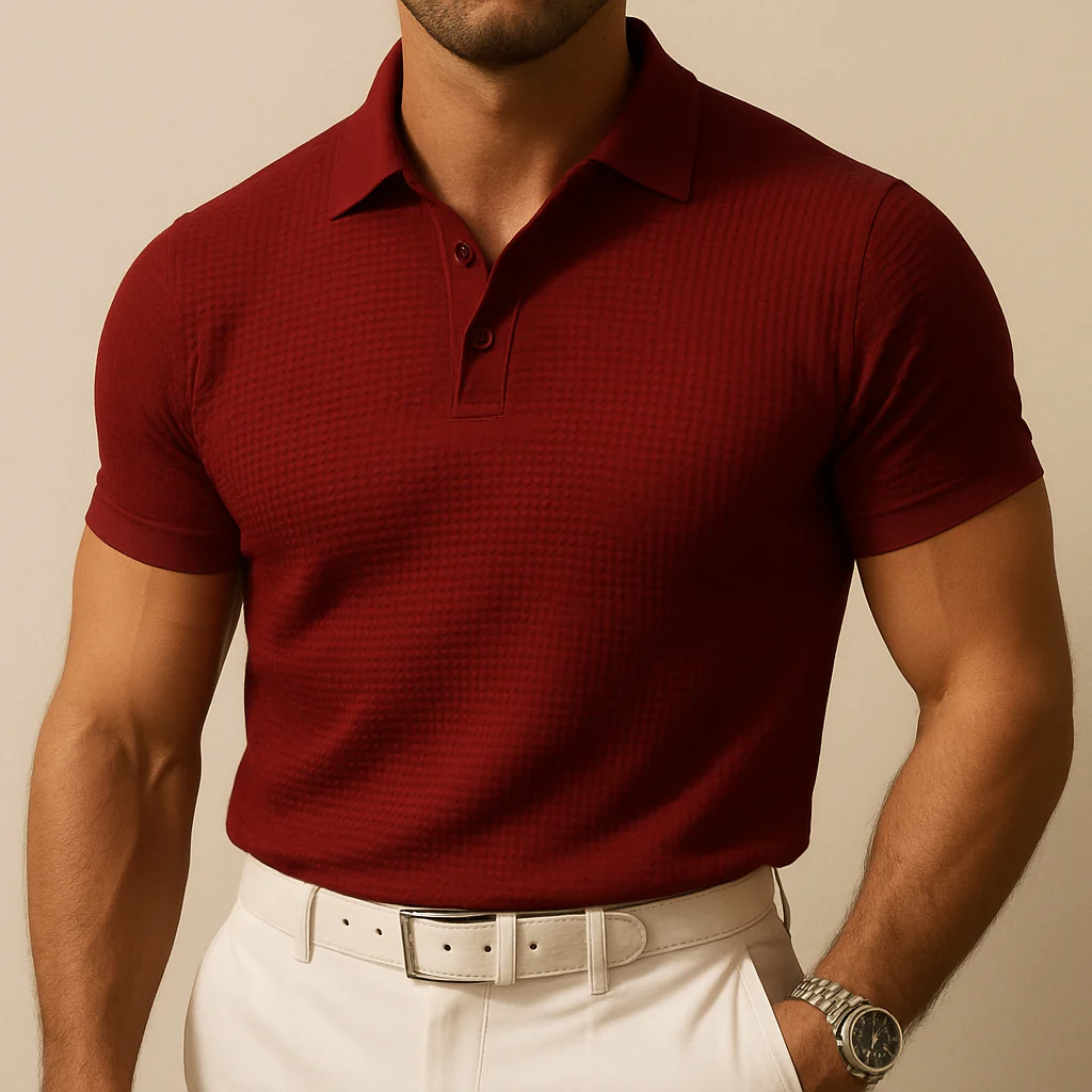 Men Lop-up Hollow Short-sleeved Polo - Image 6