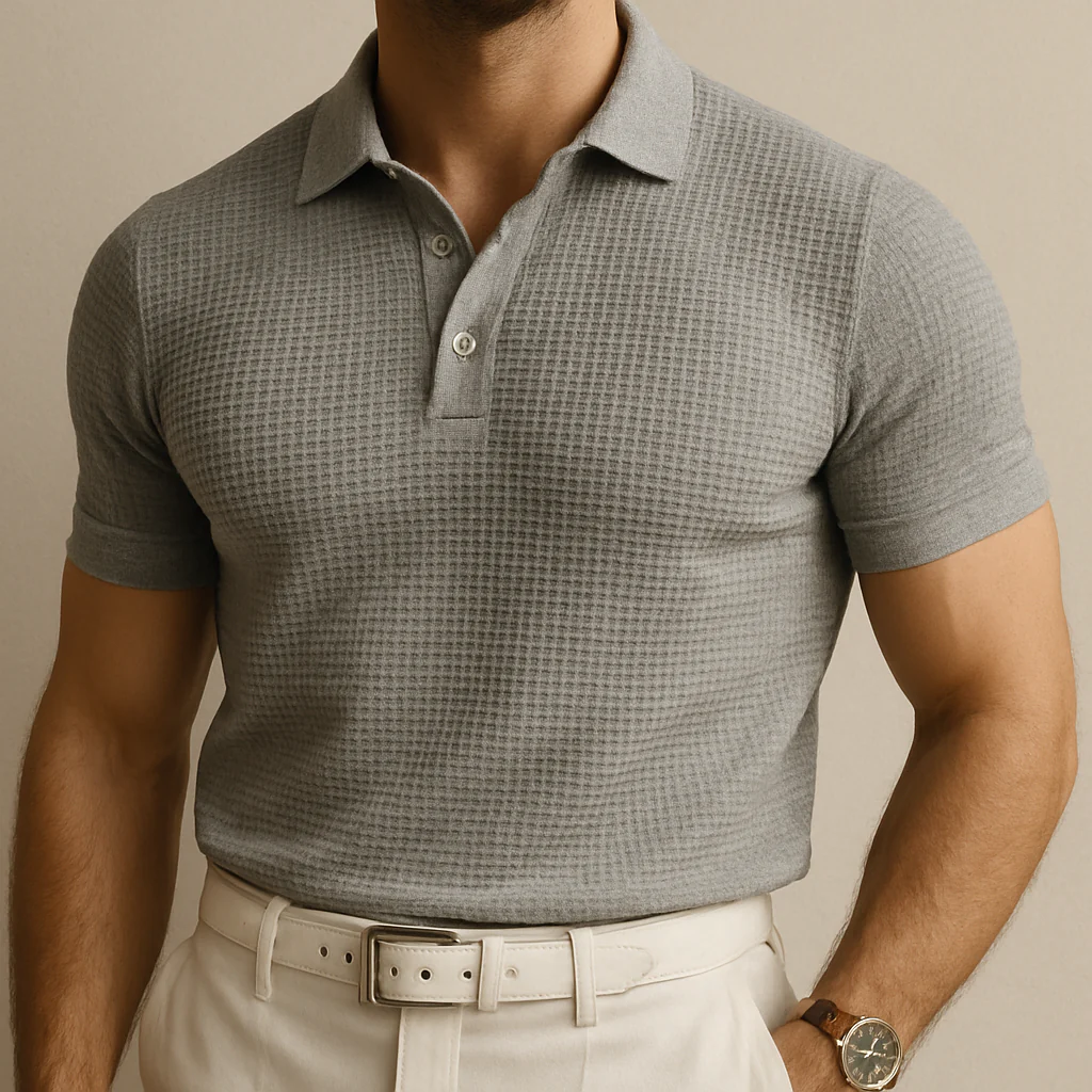 Men Lop-up Hollow Short-sleeved Polo - Image 8