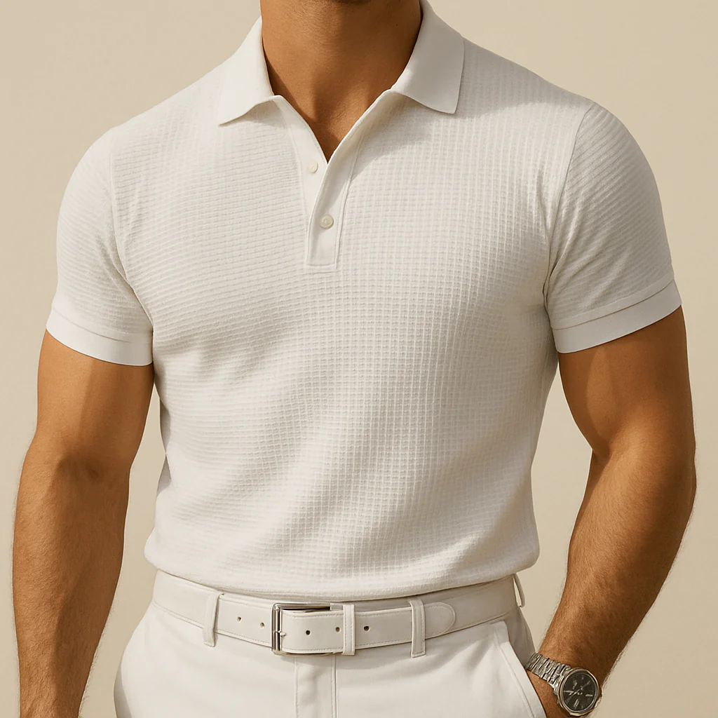 Men Lop-up Hollow Short-sleeved Polo - Image 9