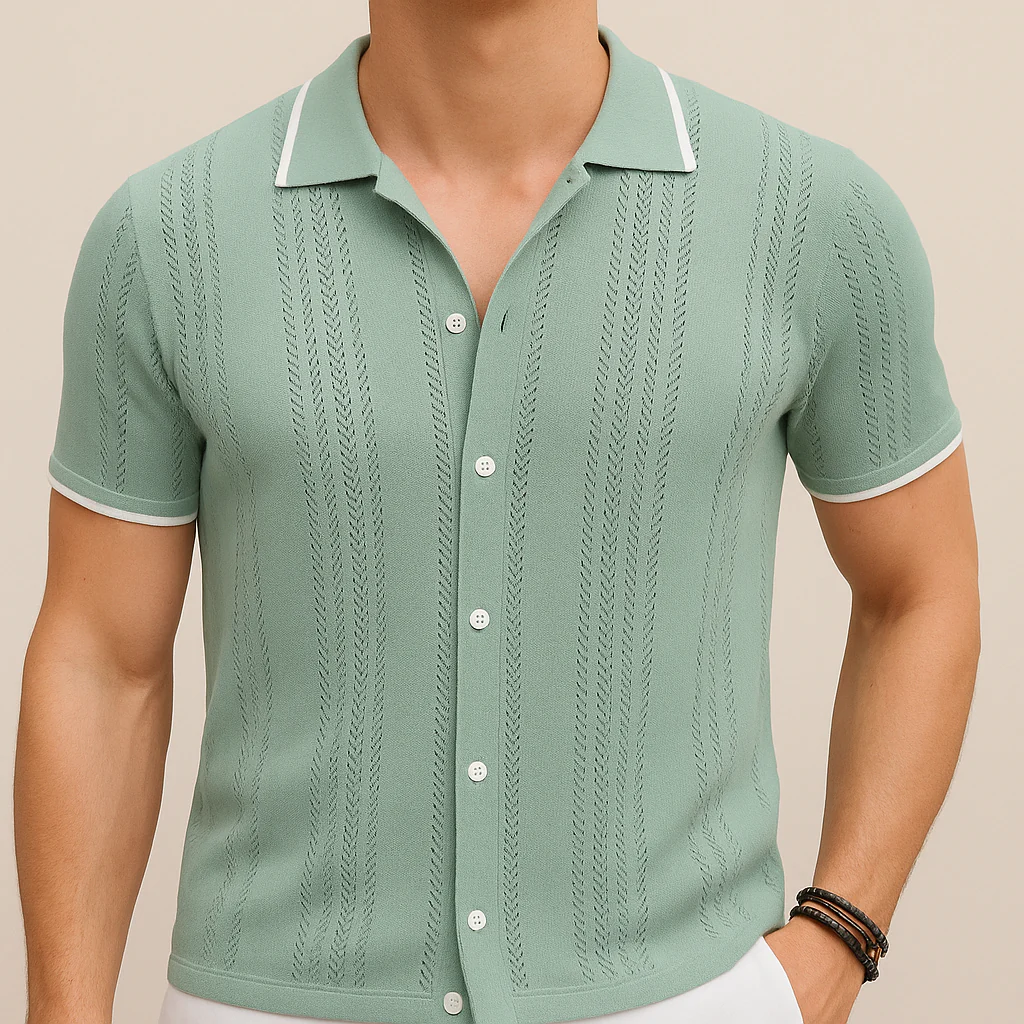 Men’s Casual Breathable Knit Shirt - Image 5