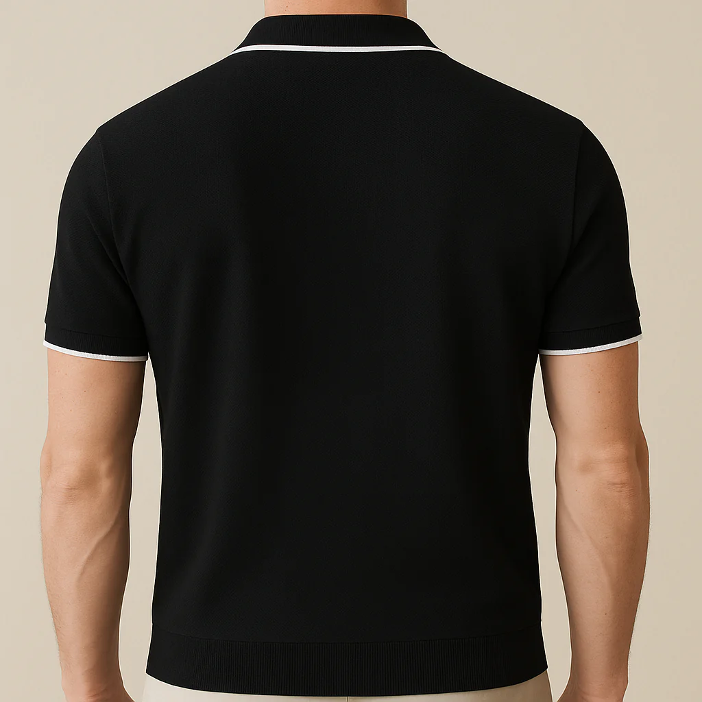 Men’s Knitted Zipper Polo Shirt - Image 2
