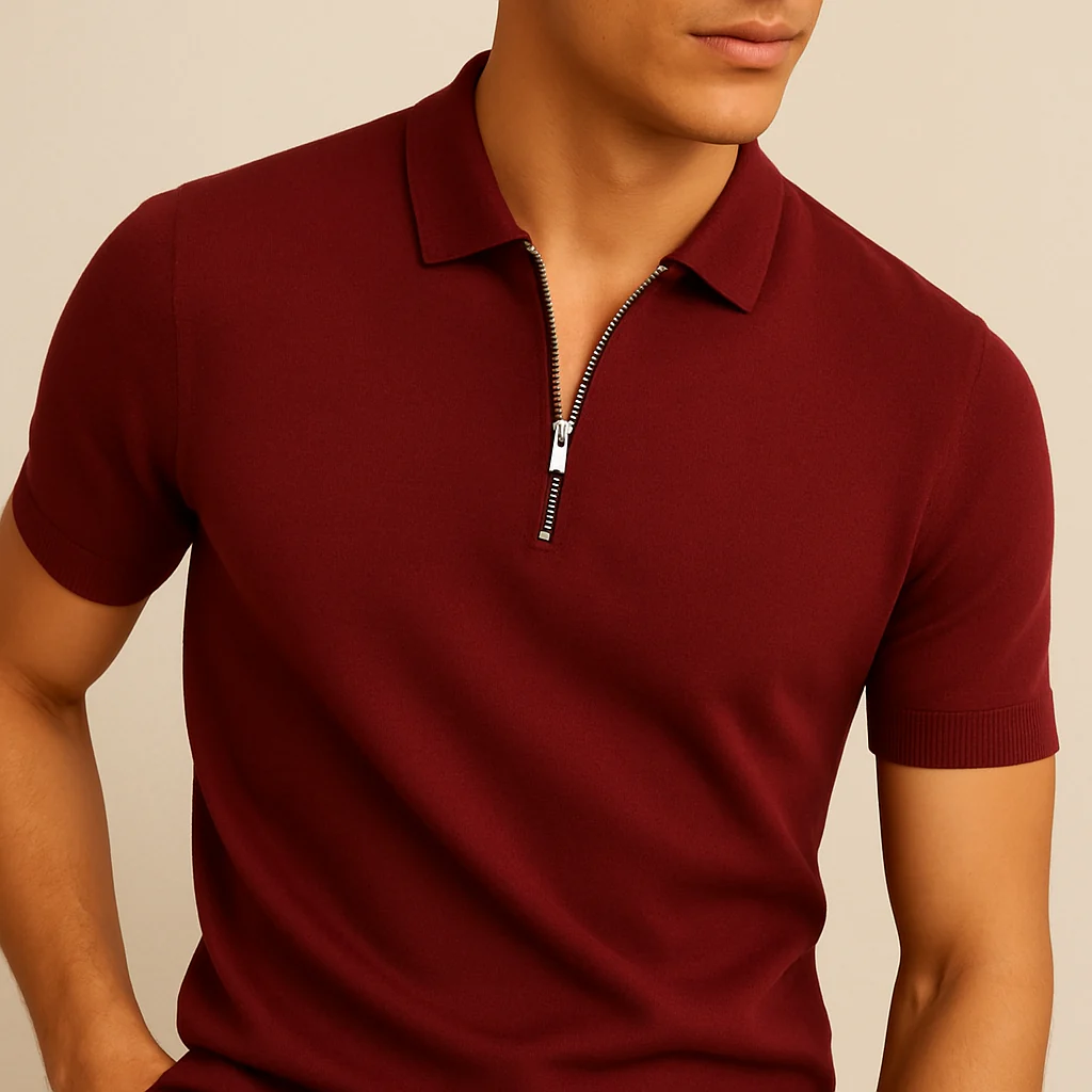 Men’s Modern Zipper Polo Shirt - Image 2
