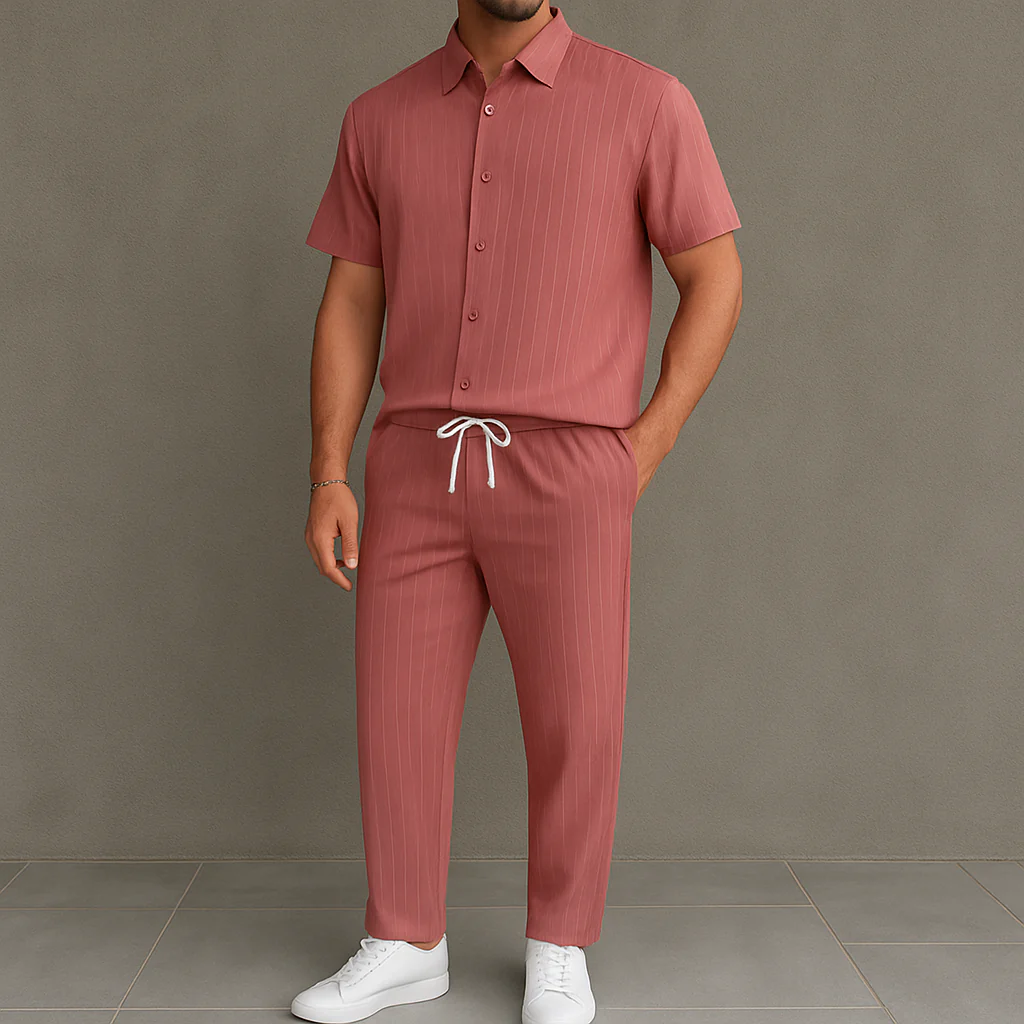 Men's Button Front Shirt & Drawstring Pocket