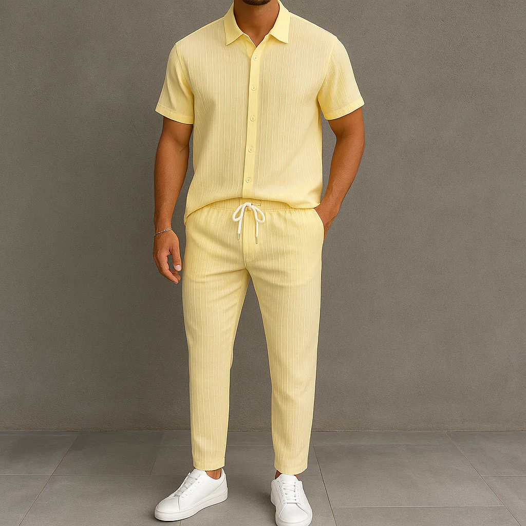 Men's Button Front Shirt & Drawstring Pocket - Image 3
