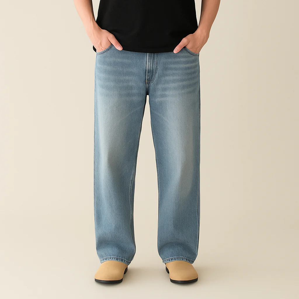 Men's Minimalist Basic Zipper Fly Straight Jeans - Image 3