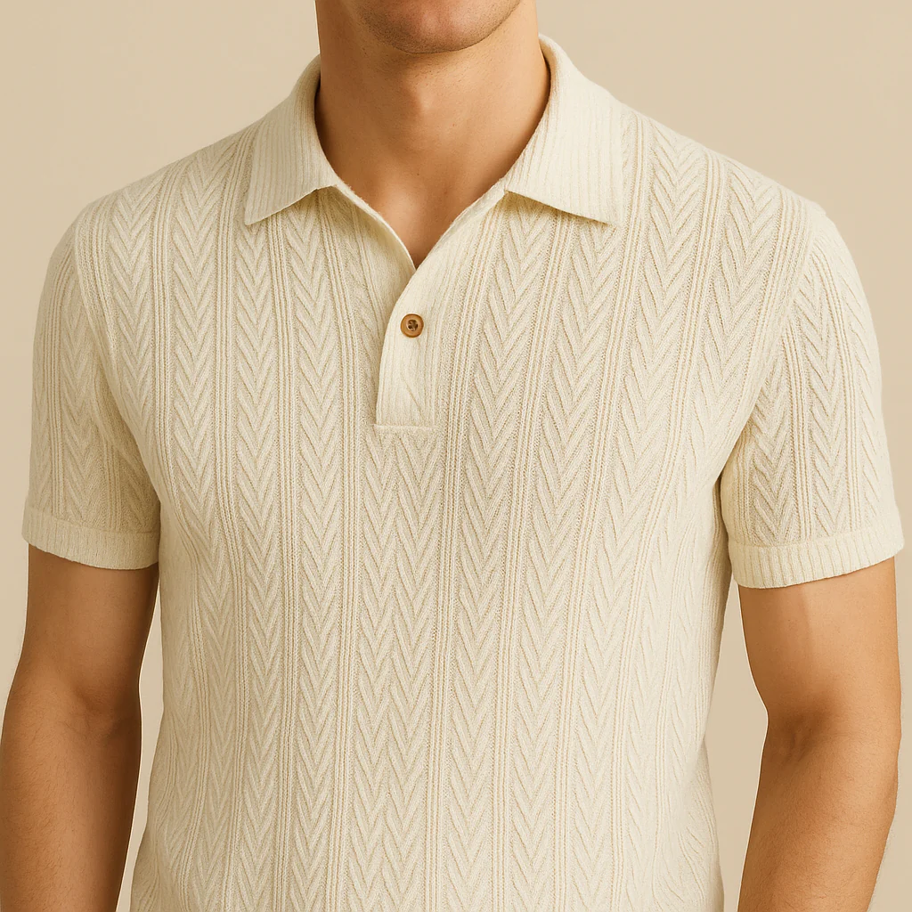 Men's personality elastic knit polo - Image 2