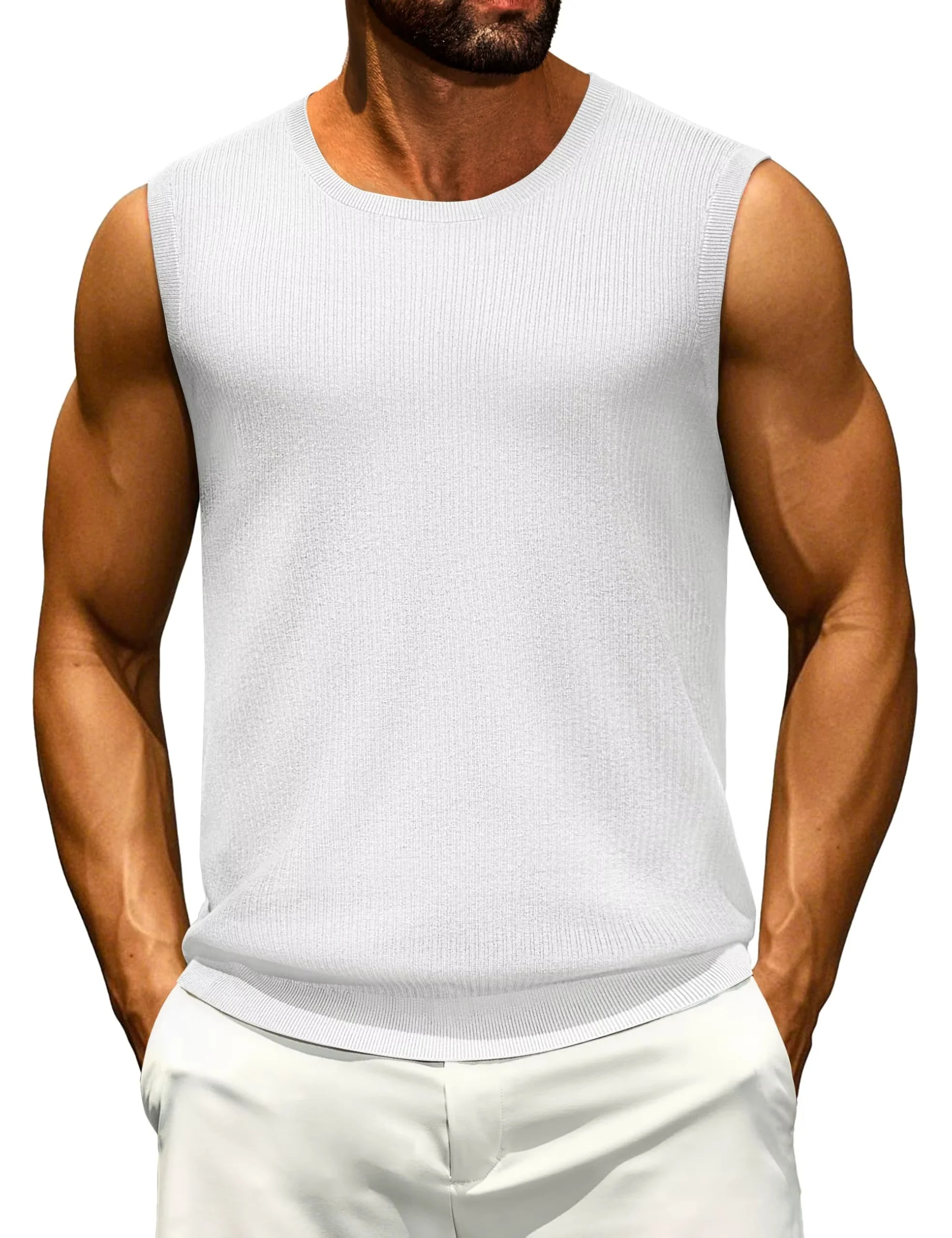 Men's Ribbed Knit Casual Tank Top - Image 2