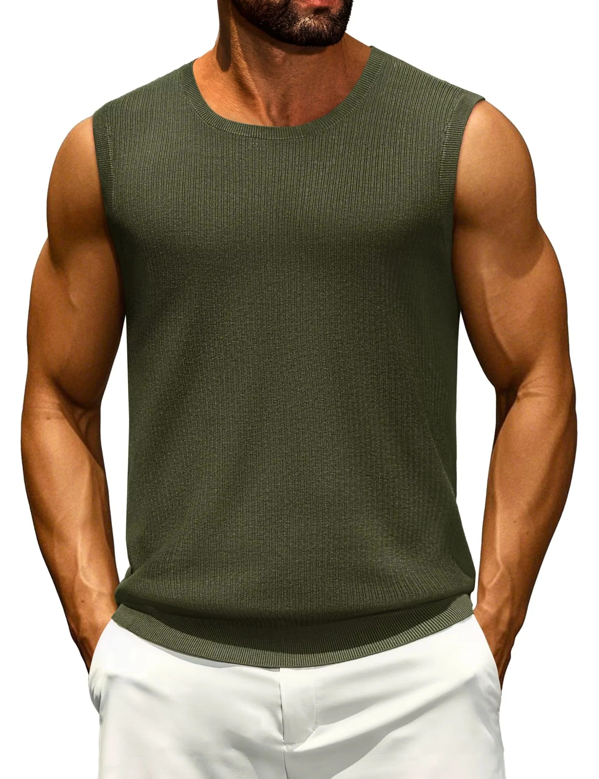 Men's Ribbed Knit Casual Tank Top - Image 5
