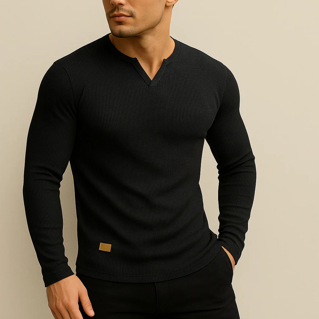 Men's Slim Fit V-Neck Sports Shirt - Image 3