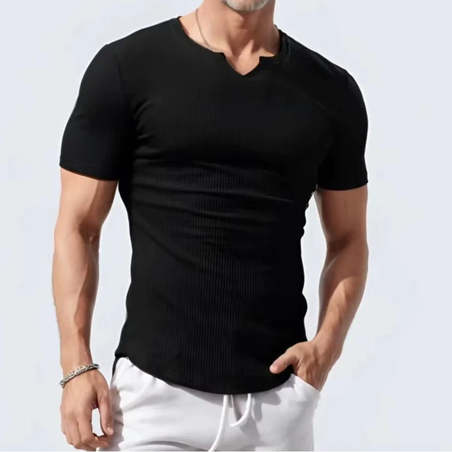 Men's Slim Fit V-Neck Sports T-Shirt - Image 9