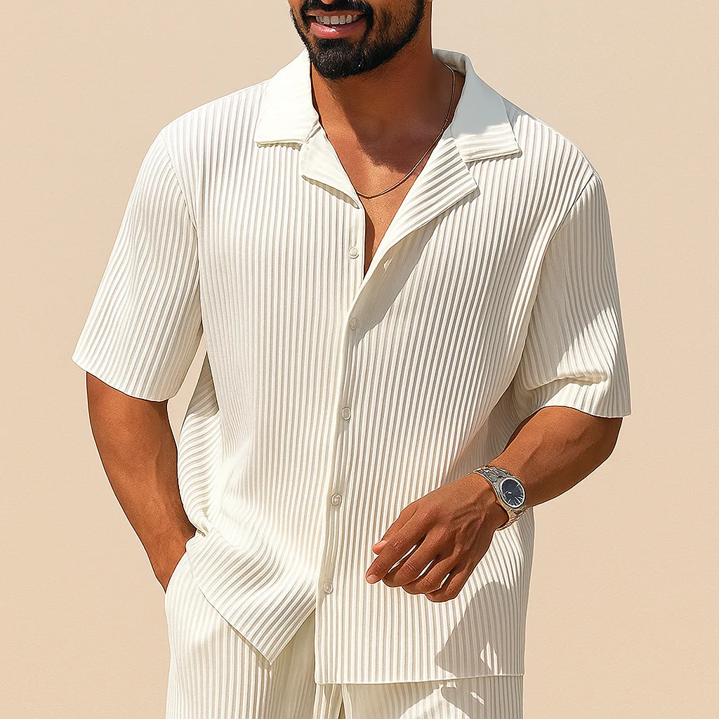 Men's Summer Casual 2-Piece Shirt & Shorts Set - Image 3