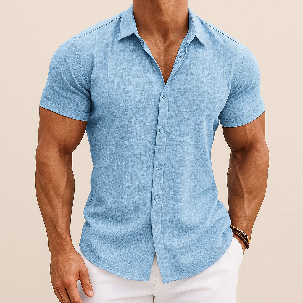 Men's Summer Cotton Linen Shirt - Image 3