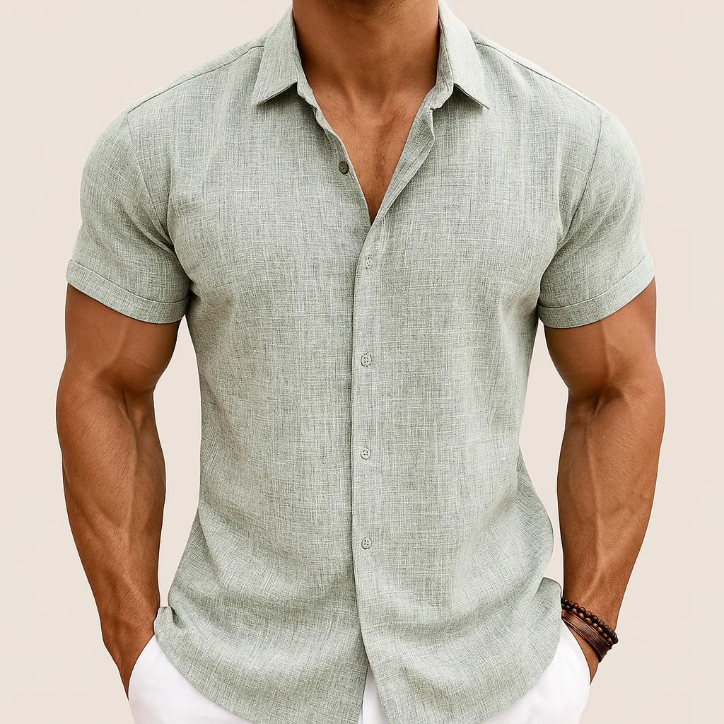 Men's Summer Cotton Linen Shirt - Image 4