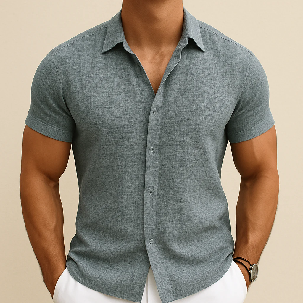 Men's Summer Cotton Linen Shirt - Image 5