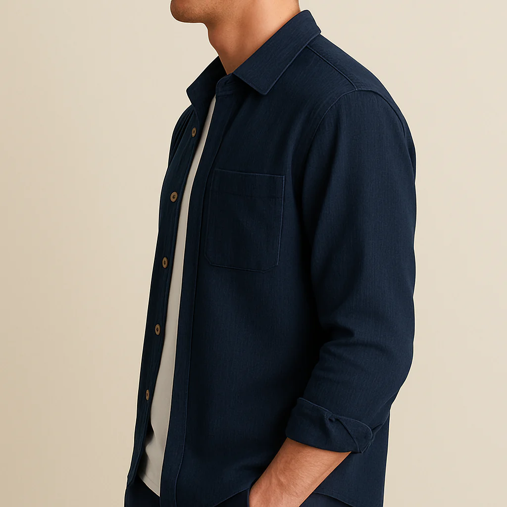 Men's Textured Corduroy Long Sleeve Shirt - Image 3