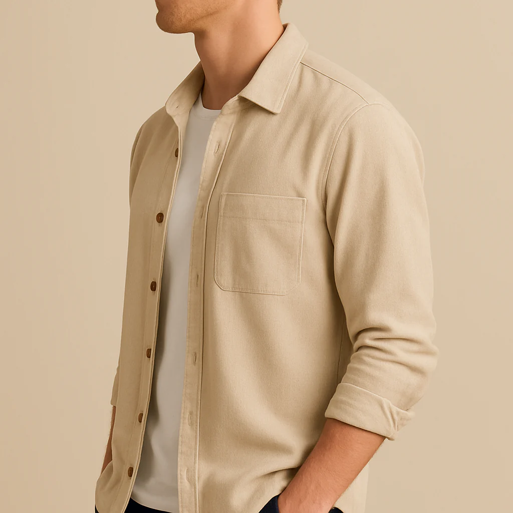 Men's Textured Corduroy Long Sleeve Shirt - Image 4