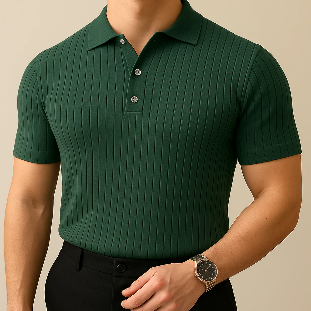 Retro Striped Summer Collar T-Shirt - Image 3