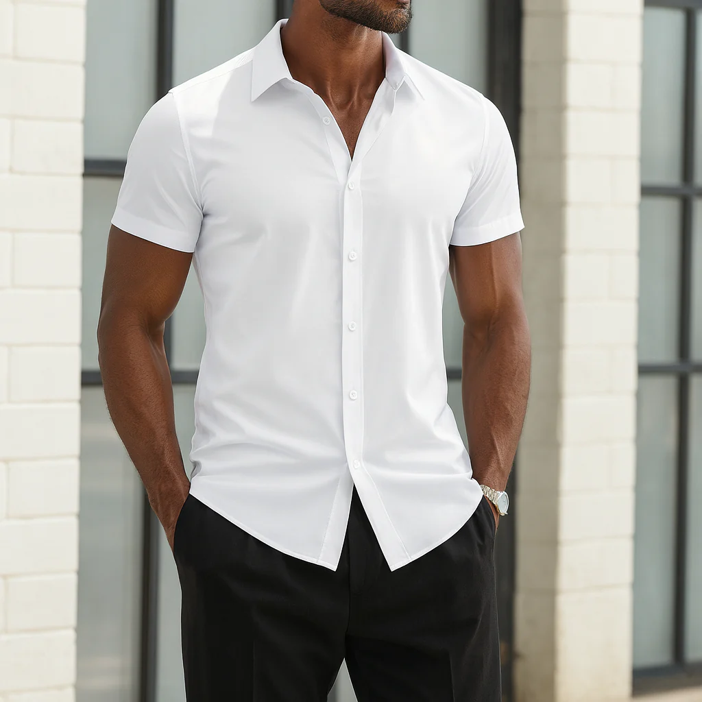 Tailored Fit Stretchy Dress Shirt - Image 3