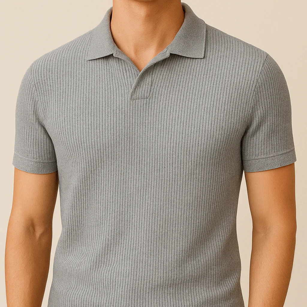Slim Fit Knitted Polo Shirt for Men - Image 3