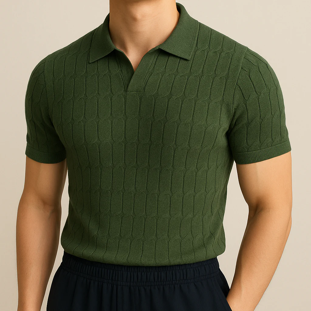 Luxury knitted polo shirt - Image 3